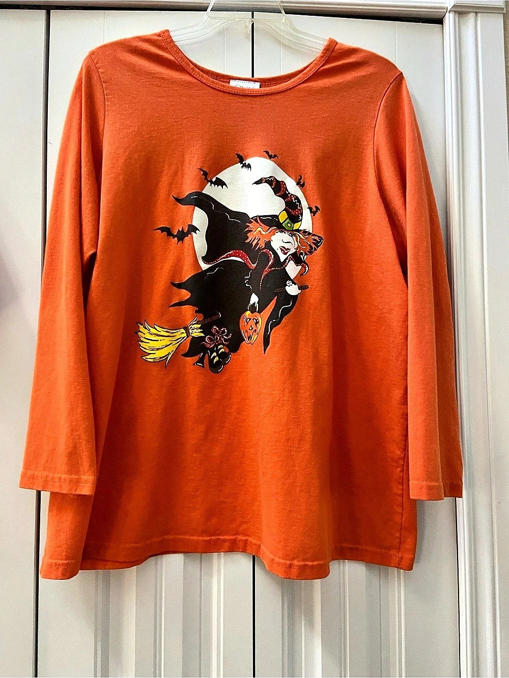 Vintage Only Necessities Halloween Witch Long Sleeve Tee Tunic 2X